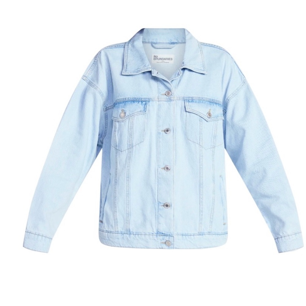 NWT Oversized Super Light Blue Cotton Denim Jean Jacket